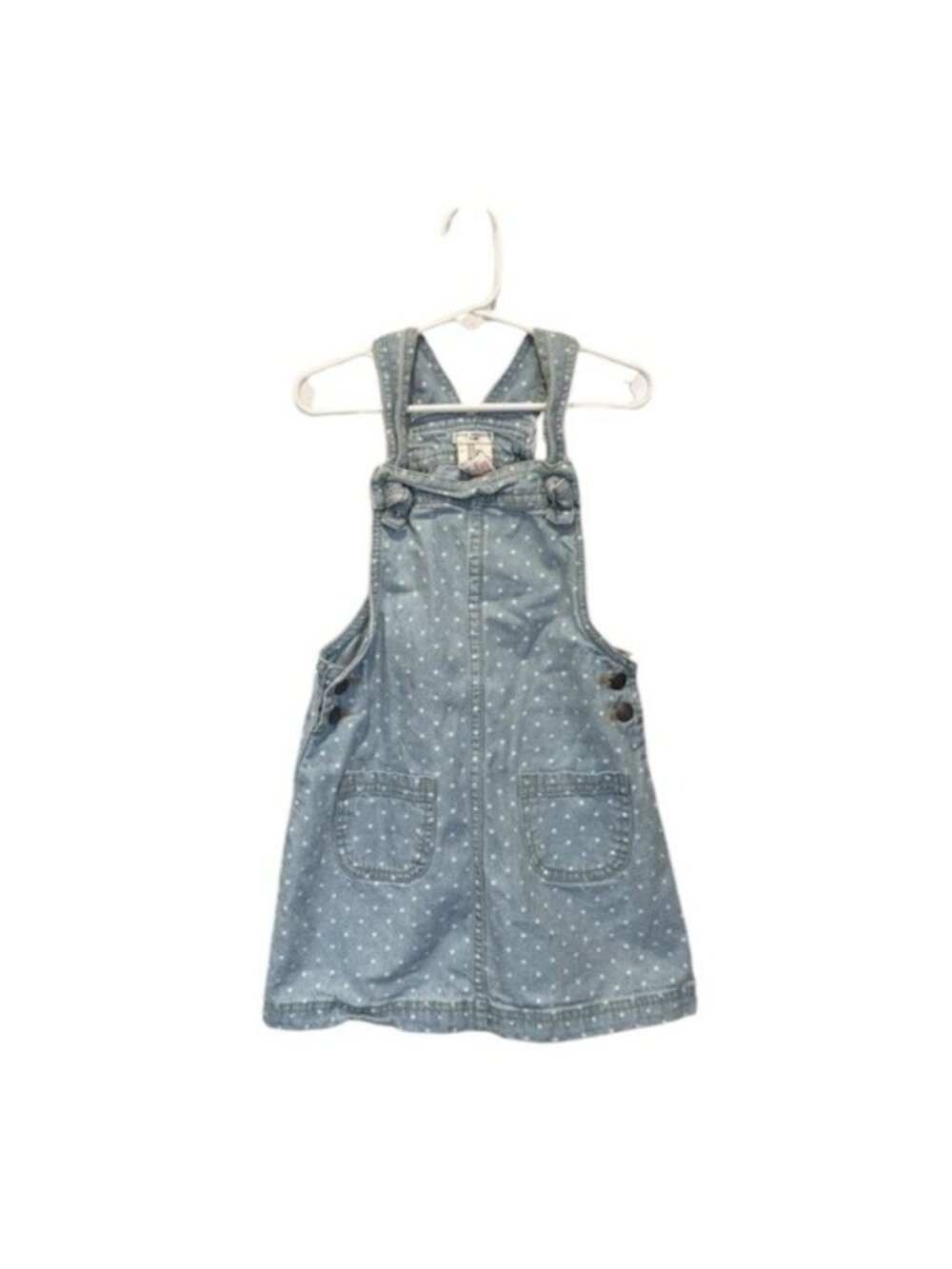 Max Studio Kids Size 6 Girls Polka-dot Light wash Denim Jumper Dress